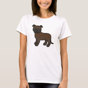 Tigrerad Staffordshire Bullterrier i tecknad stil T Shirt