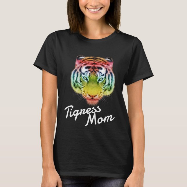 Tigress Mom Rainbow Tiger T Shirt (Framsida)