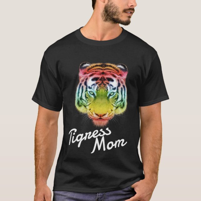 Tigress Mom Rainbow Tiger T Shirt (Framsida)