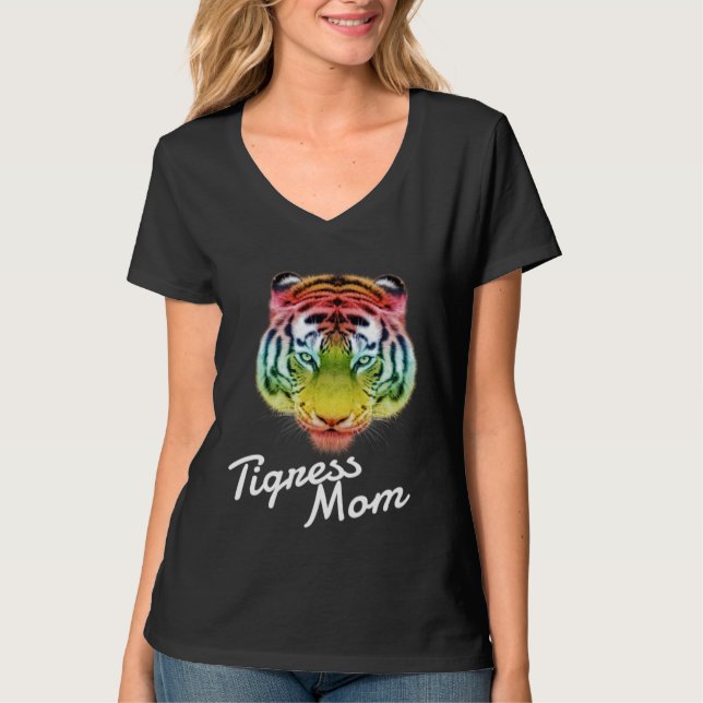 Tigress Mom Rainbow Tiger T Shirt (Framsida)