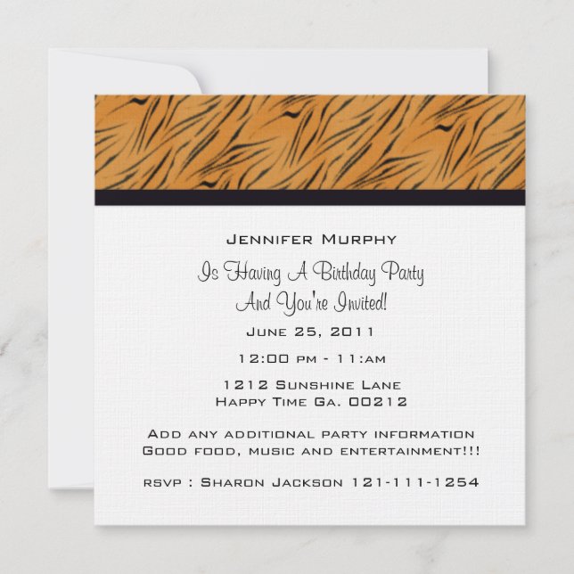 Tigriga festinbjudningar inbjudningar (Framsida)