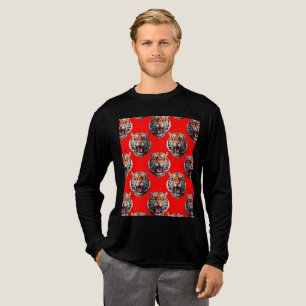 Tigrish huvudmönsterdesign röd t shirt
