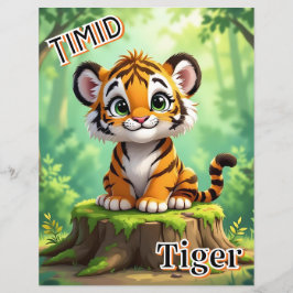 Tiid Tiger | Cute Tecknad Barn Nursery Art