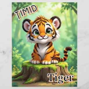 Tiid Tiger Cute Tecknad Barn Nursery Art