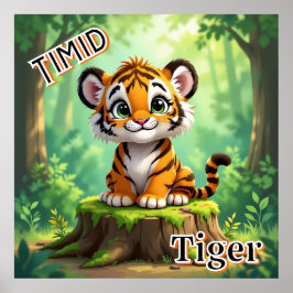 Tiid Tiger | Cute Tecknad Barn Nursery Art Poster