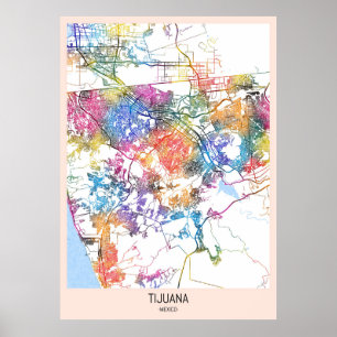 Tijuana Mexico City Karta Poster