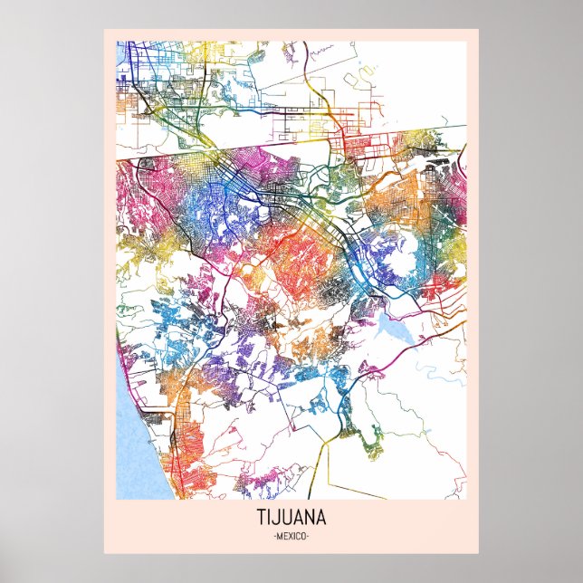 Tijuana Mexico City Karta Poster (Framsidan)