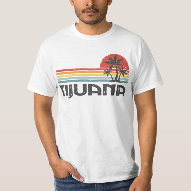 Tijuana Mexiko - Mexikanska golfen Beach Retro Sun T Shirt (Framsida)