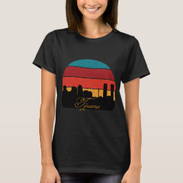 Tijuana Siluett Retro Solnedgång Resa T Shirt