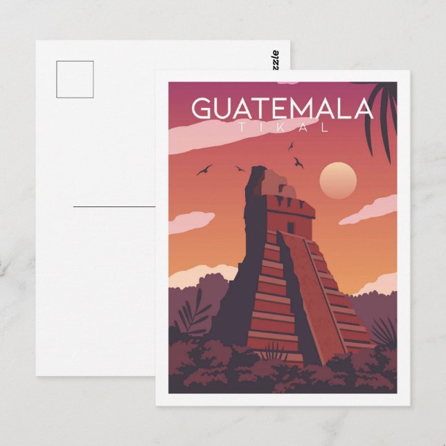 Tikal Guatemala Berömd Travel Ställe Illustration Vykort (Fram/baksida)