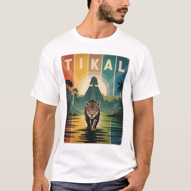 Tikal Guatemala Jaguar Vintage T-Shirt (Framsida)