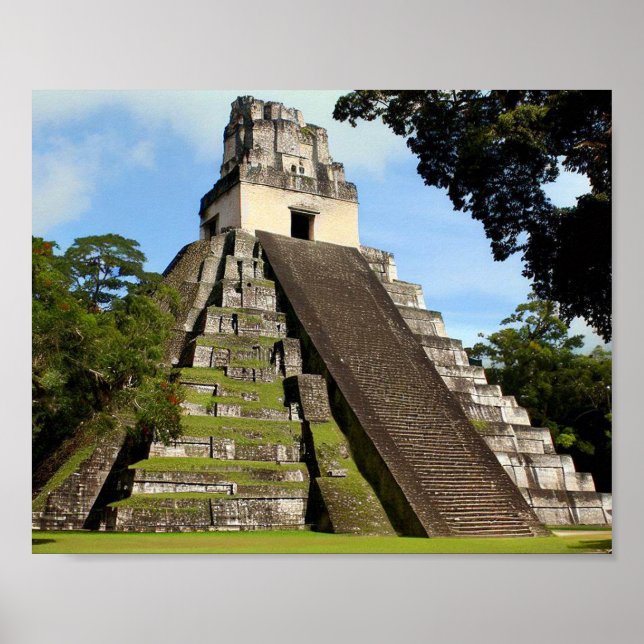 Tikal Guatemala Maya Temple Poster (Framsidan)