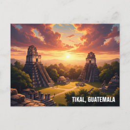 Tikal Guatemala Sunset Vykort