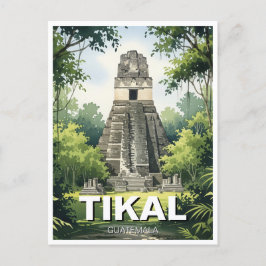 Tikal Guatemala Watercolor Vykort