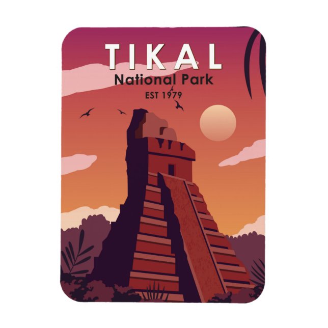 Tikal National Park Guatemala Vintage Magnet (Vertikal)