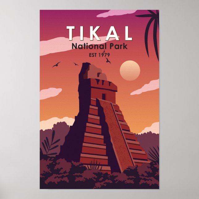 Tikal National Park Guatemala Vintage Poster (Framsidan)