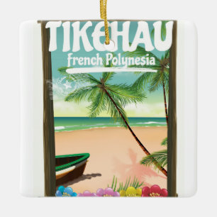 Tikehau Fransk Polynesien reseaffisch. Julgransprydnad Keramik