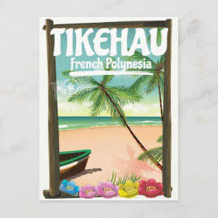 Tikehau Fransk Polynesien reseaffisch. Vykort