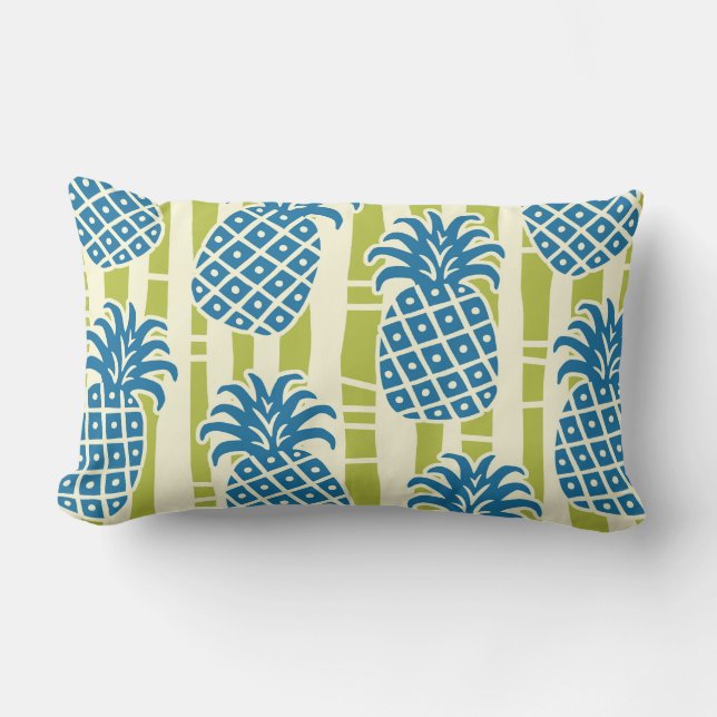 Tiki Ananas Bambu Ränder Mönster Lumbarkudde (Framsida)