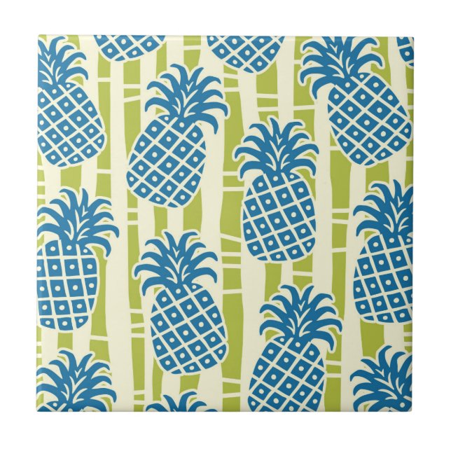 Tiki-ananas bambu-randigt mönster kakelplatta (Framsidan)