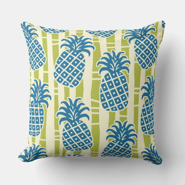 Tiki-ananas bambu-randigt mönster kudde (Framsida)