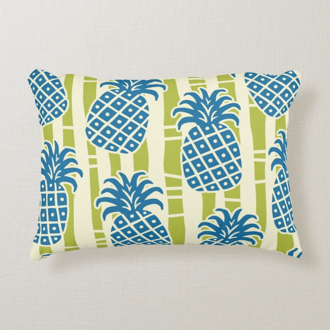 Tiki-ananas bambu-randigt mönster prydnadskudde (Framsidan)