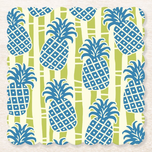 Tiki-ananas bambu-randigt mönster underlägg papper (Framsida)