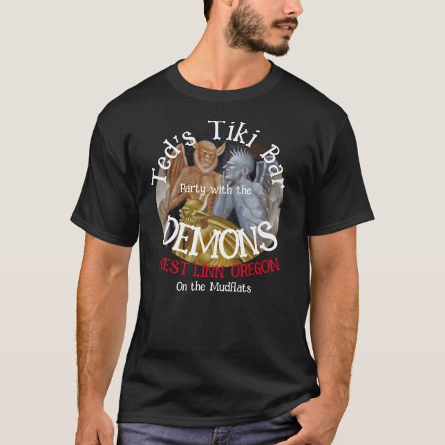 Tiki Bar-fest med demonerna på lerstränderna T Shirt (Framsida)