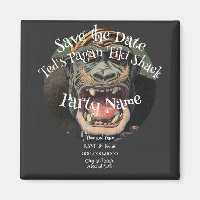 Tiki Bar Hut Shack Bar Grill - Rädda Dagen-fest Magnet (Framsidan)