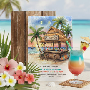 Tiki Bar Tropisk Strand Födelsedagsfest Inbjudningar
