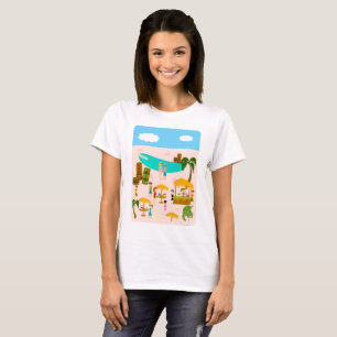 Tiki Bassäng Party Cute Retro Art Design T Shirt
