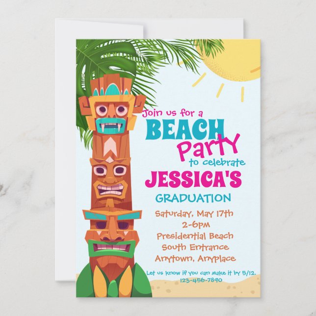 Tiki Beach Party Studenten-inbjudan Inbjudningar (Framsida)