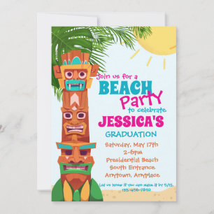 Tiki Beach Party Studenten-inbjudan Inbjudningar