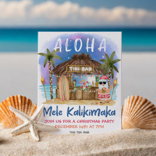 Tiki Beach Pub Tropical Santa Party Inbjudningar