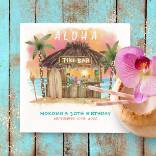 Tiki Beach Pub Tropical Sea Birthday Pappersservett