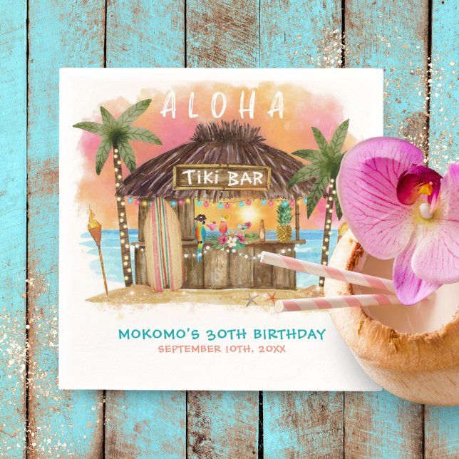 Tiki Beach Pub Tropical Sea Birthday Pappersservett (Skapare uppladdad)