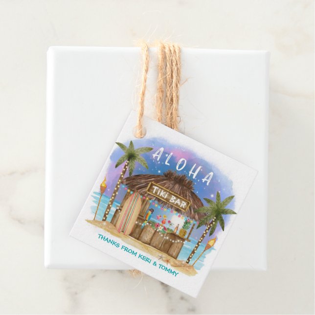 Tiki Beach Pub Tropical Surfa & Sea Tack Gåvor Etiketter (På plats)