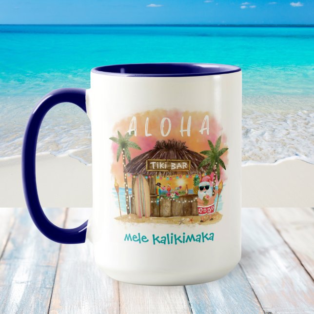 Tiki Beach Santa Mele Kalikimaka jul Mugg (Skapare uppladdad)