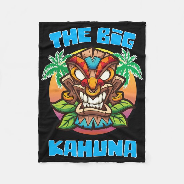 Tiki Big Kahuna Funny Hawaiian Fars dag Vacatio Fleecefilt (Framsidan)