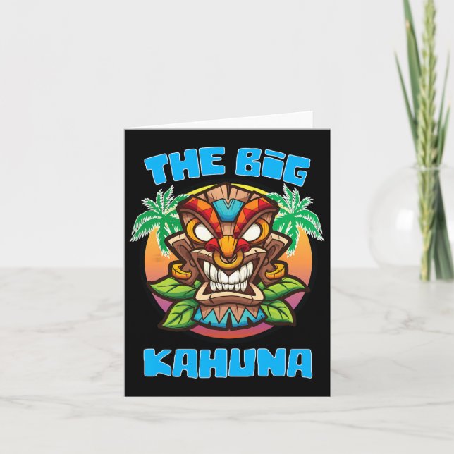 Tiki Big Kahuna Funny Hawaiian Fars dag Vacatio Kort (Framsida)