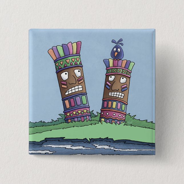 Tiki Bird Plum Button Knapp (Framsida)