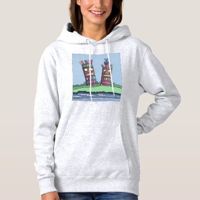 Tiki Bird Plum Hoodie T Shirt (Framsida)
