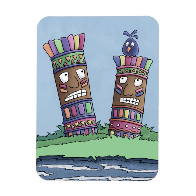 Tiki Bird Plum Magnet (Vertikal)