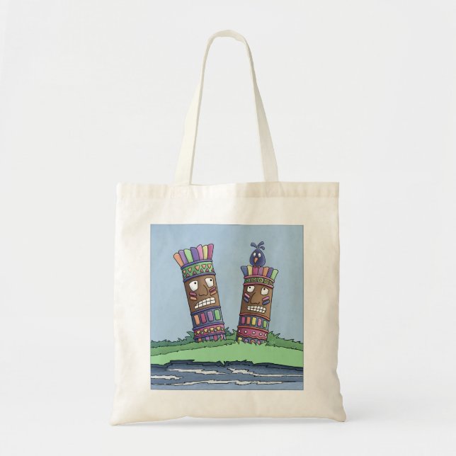 Tiki Bird Plum Tote Bag Tygkasse (Framsidan)