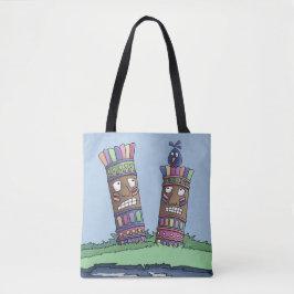 Tiki Bird - Plum Tote Bag Tygkasse