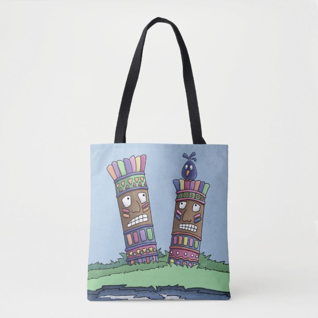 Tiki Bird - Plum Tote Bag Tygkasse (Framsida)