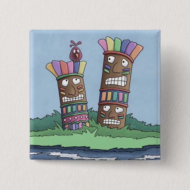 Tiki Bird Rosenknopp Button Knapp (Framsida)