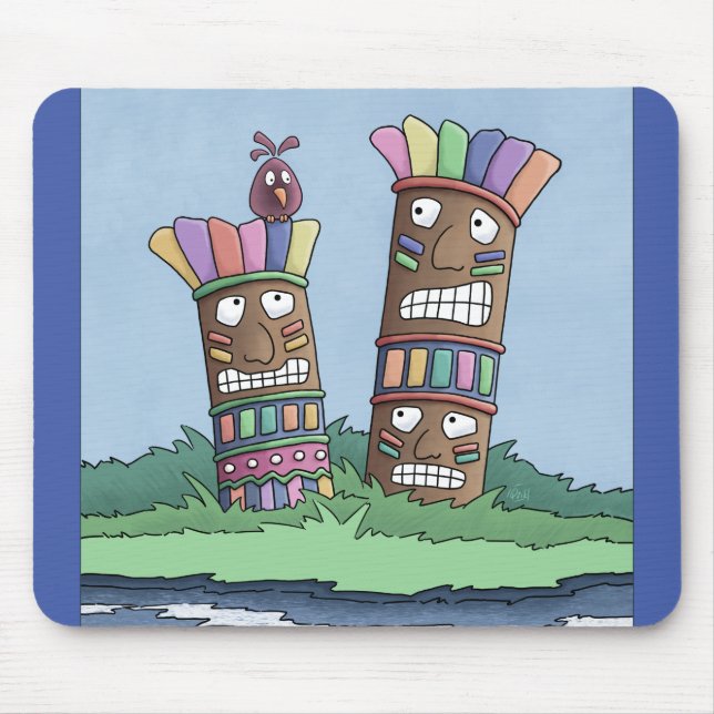 Tiki Bird Rosenknopp Mouse Pad Musmatta (Framsidan)