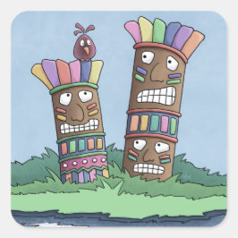 Tiki Bird Rosenknopp Square-fästare Fyrkantigt Klistermärke