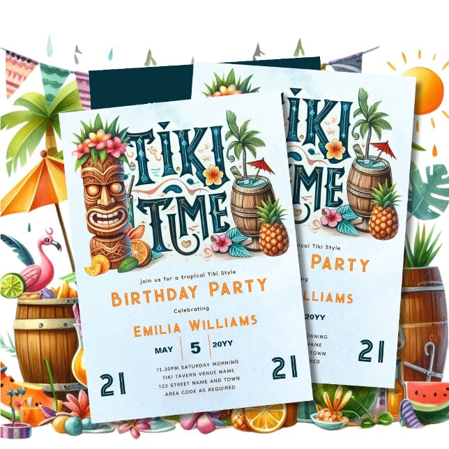 TIKI BIRTHDAY Tropical Luau Hawaiian Party (Skapare uppladdad)